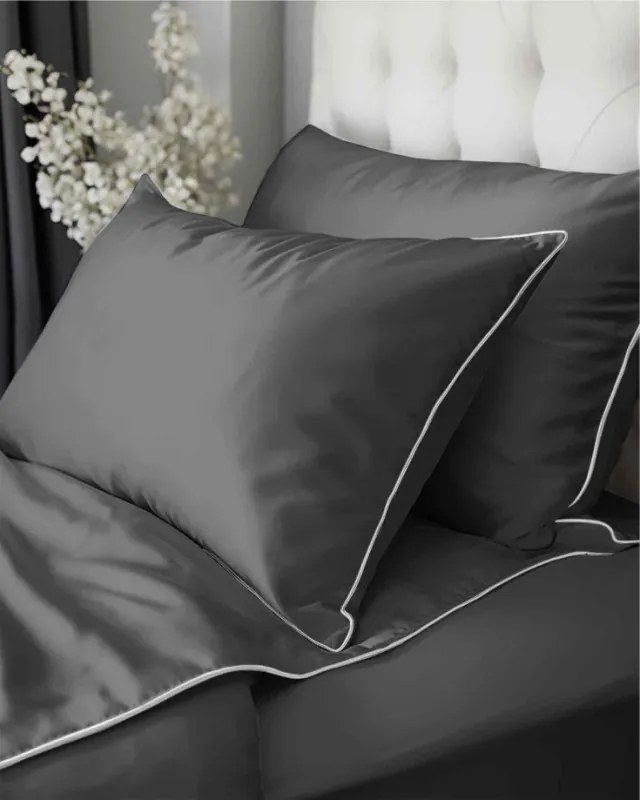 Detexpol Povlečení jednobarevní Pure Collection 100% mako satén tmavě šedé 140x200, 70x80 cm