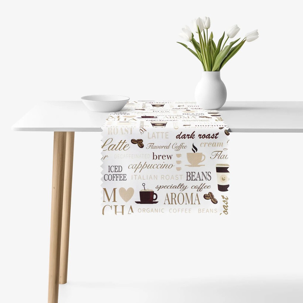 Goldea behúň na stôl teflónový - kávové menu 35x140 cm