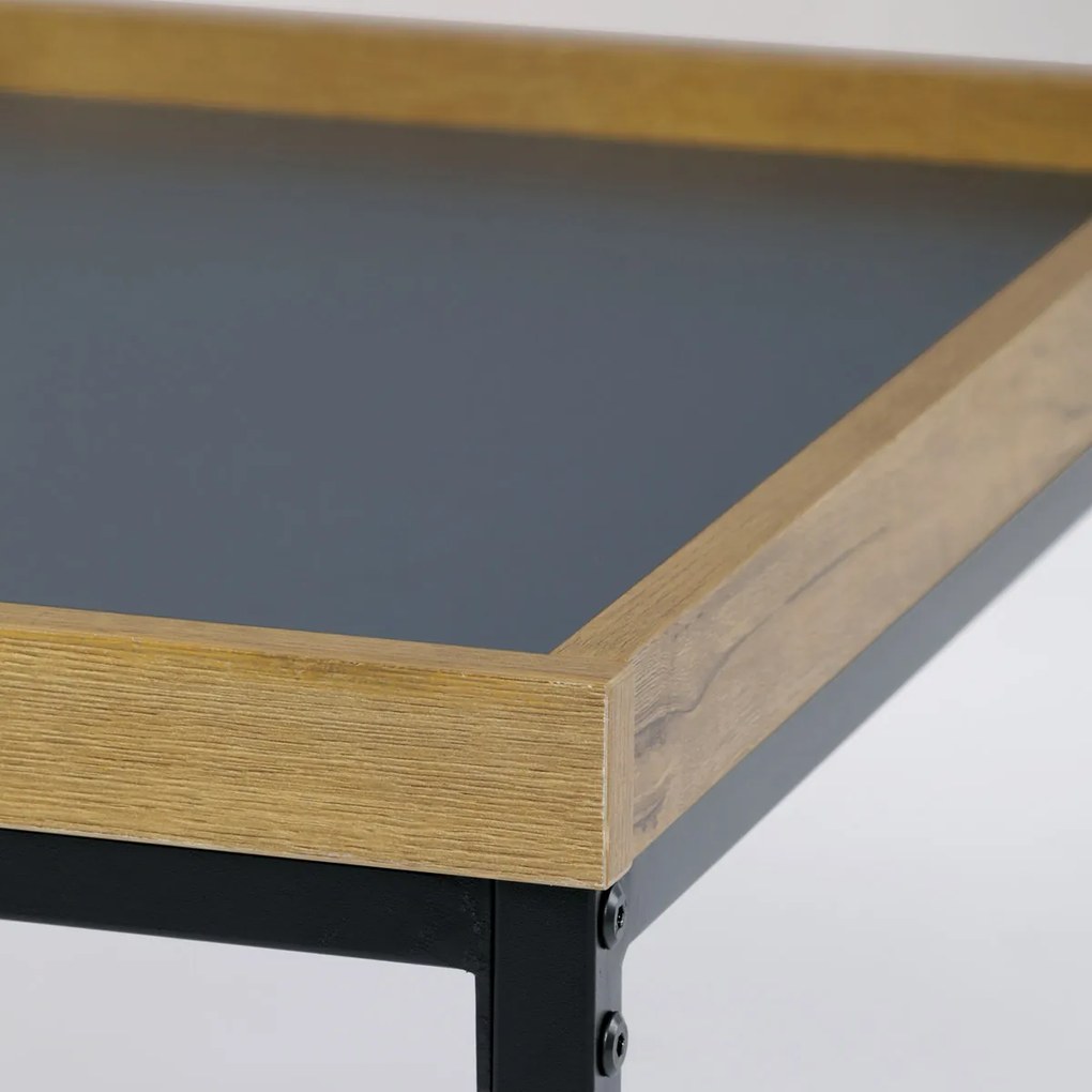 Autronic - Stůl konferenční, MDF deska šedá s dekorativní hranou divoký dub, černý kov. - CT-613 OAK VÝPRODEJ