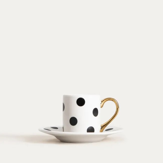 Šálka LUNYA s podšálkou, čierna / biela 757037 100 ml