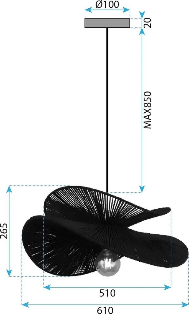 Toolight Pendant, závesné svietidlo 1xE27, APP1833-1CP, čierna, OSW-00636