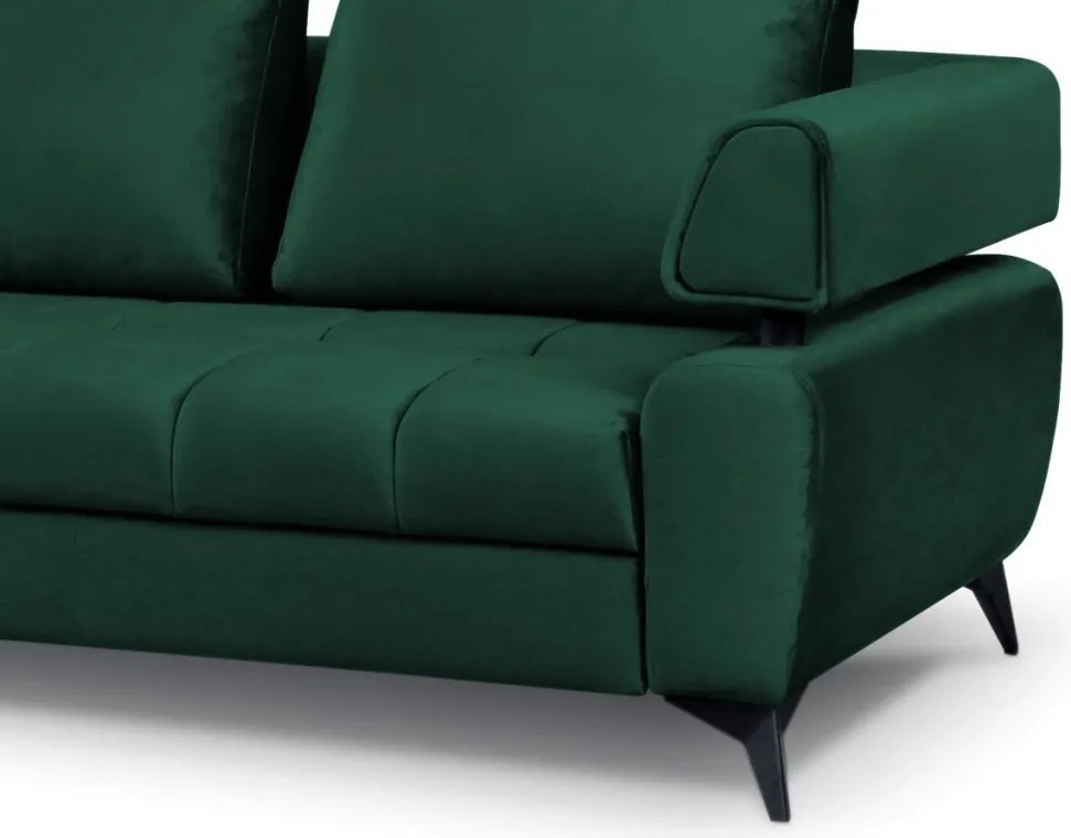 Rohová sedacia súprava Paris, tmavo zelená látka, ľavý roh