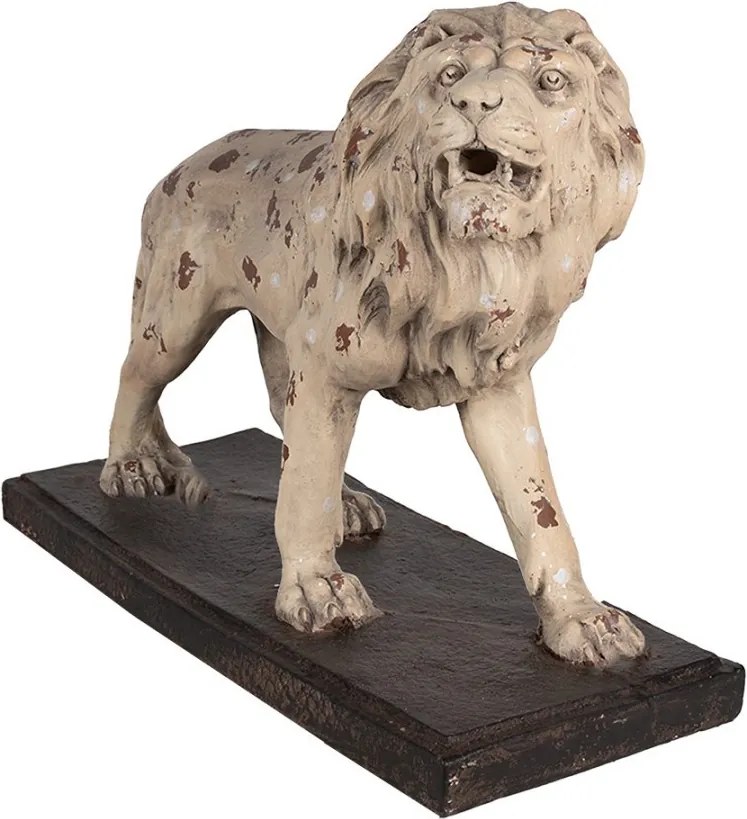 Béžová antik dekoratívna socha lev Lion - 55*23*40 cm