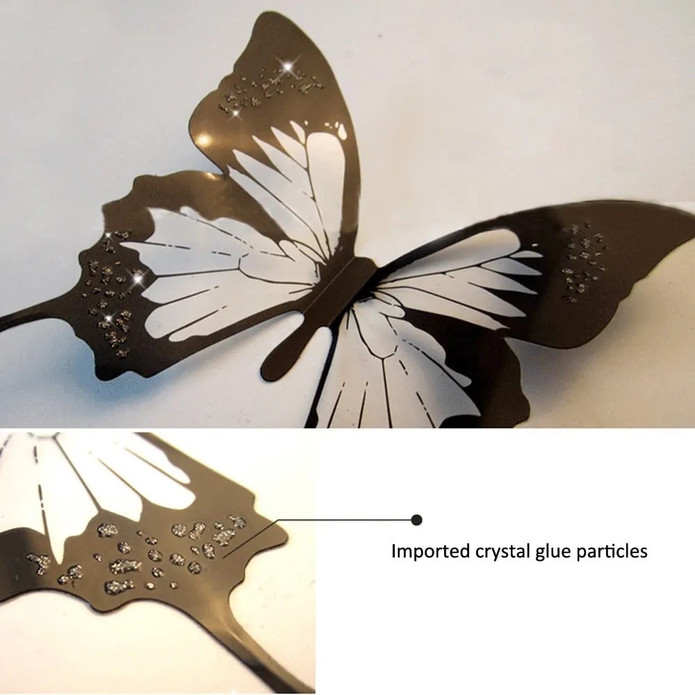 Sada 18 adhezívnych 3D samolepiek Ambiance Butterflies Chic