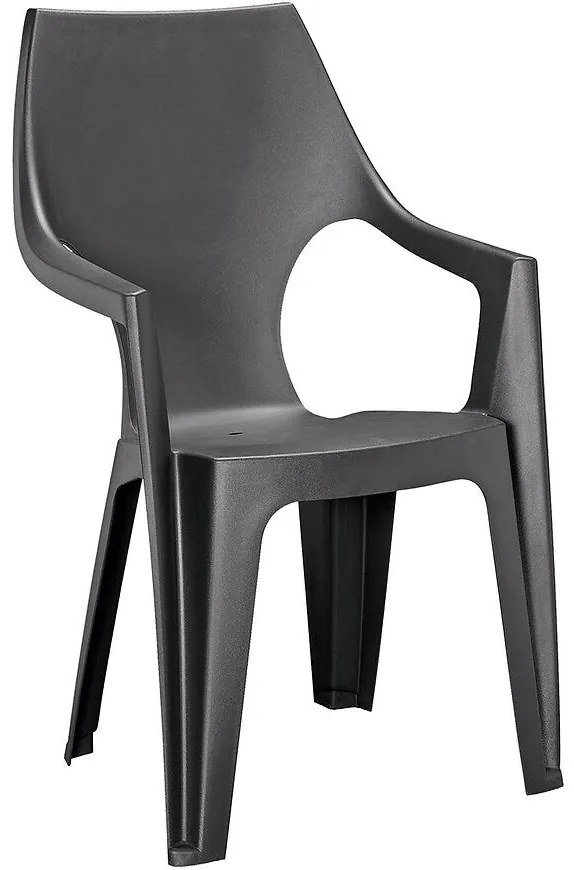 Plastová stolička Dante s vysokým operadlom grafit