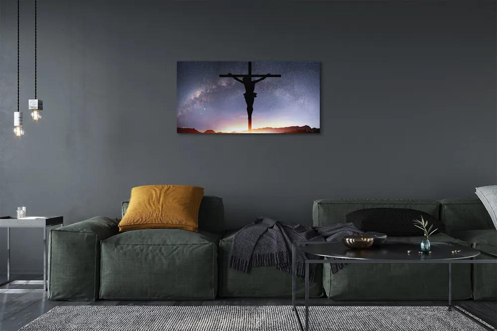 Obraz na plátne Ježiš ukrižovaný neba 140x70 cm