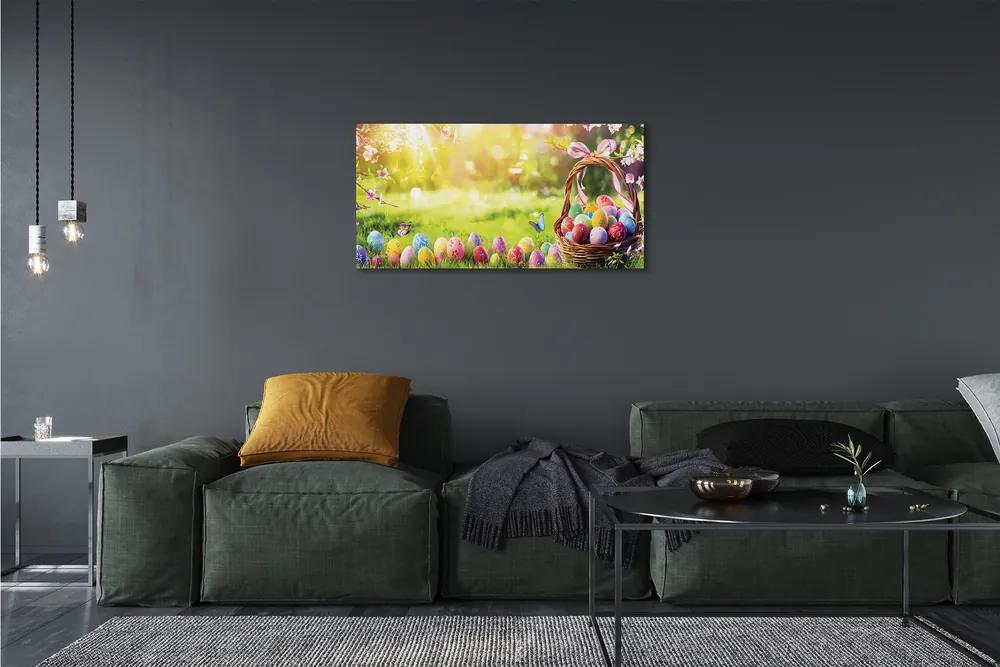 Obraz na plátne Basket vajcia kvetina lúka 140x70 cm