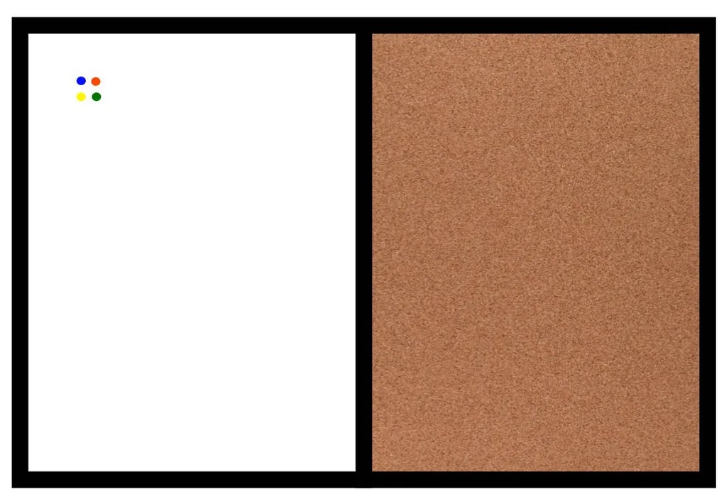 Toptabule.sk Kombinovaná tabuľa biela v drevenom ráme + 6 farieb rámu 90x60 cm