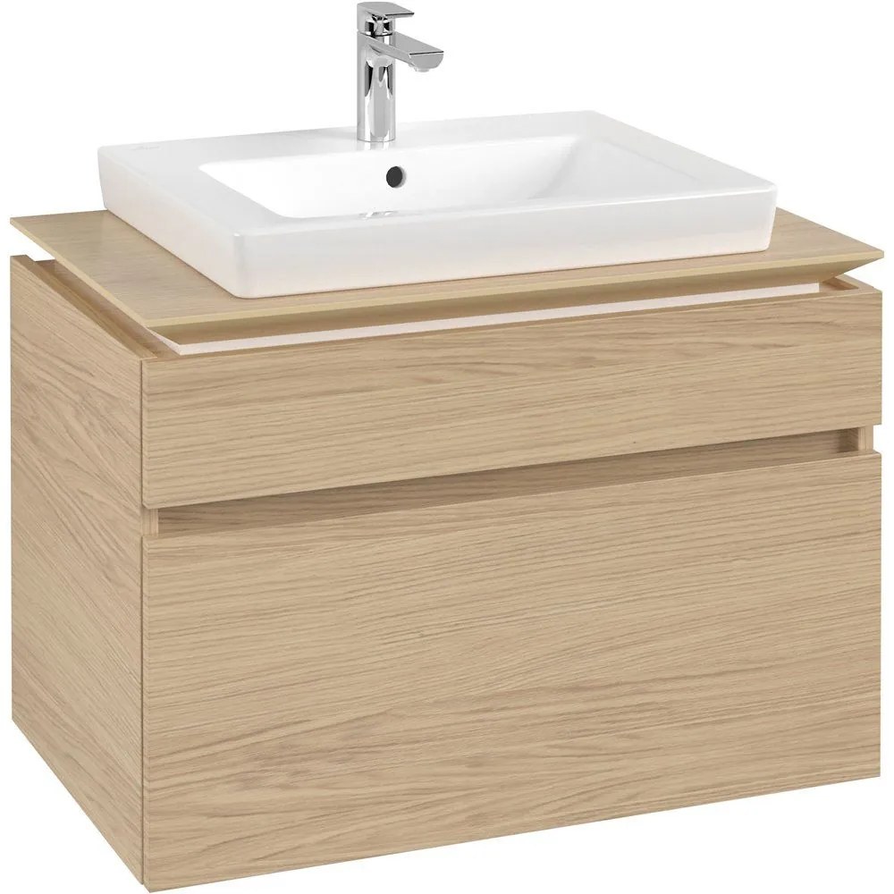 VILLEROY &amp; BOCH Legato závesná skrinka pod umývadlo (umývadlo v strede), 2 zásuvky, 800 x 500 x 550 mm, Nordic Oak, B67900VJ