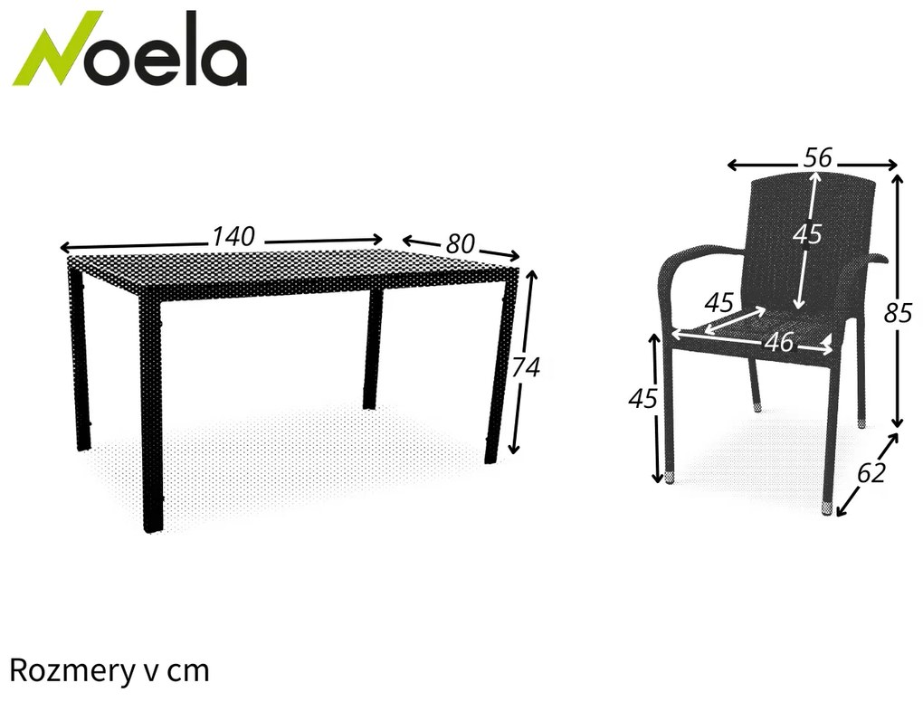 Noela Záhradný jedálenský set Viking L + 6x ratanová stolička Roma