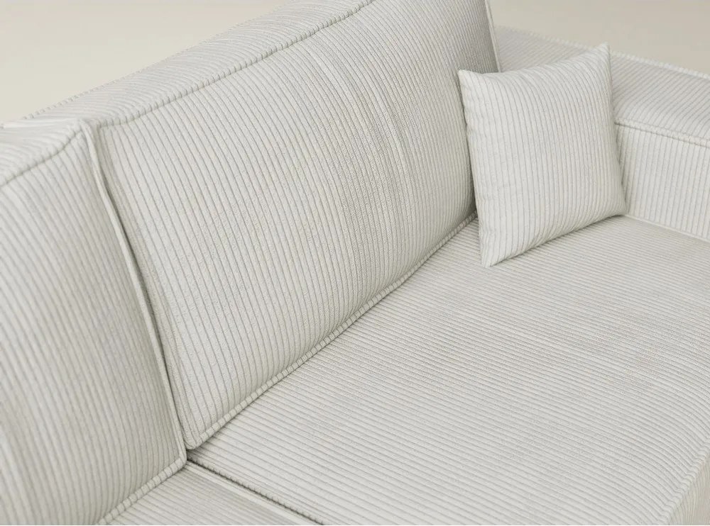 Krémovobiela menčestrová rozkladacia/s úložným priestorom rohová pohovka (ľavý roh/do L) Tonga – Maison de Rêve