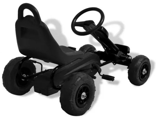 vidaXL Detská šľapacia motokára s pneumatikami, čierna-