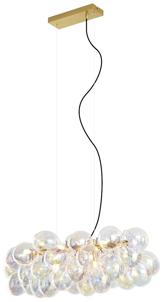 Dizajnové závesné svietidlo zlaté s dúhovým sklom 8-svetiel - Uvas