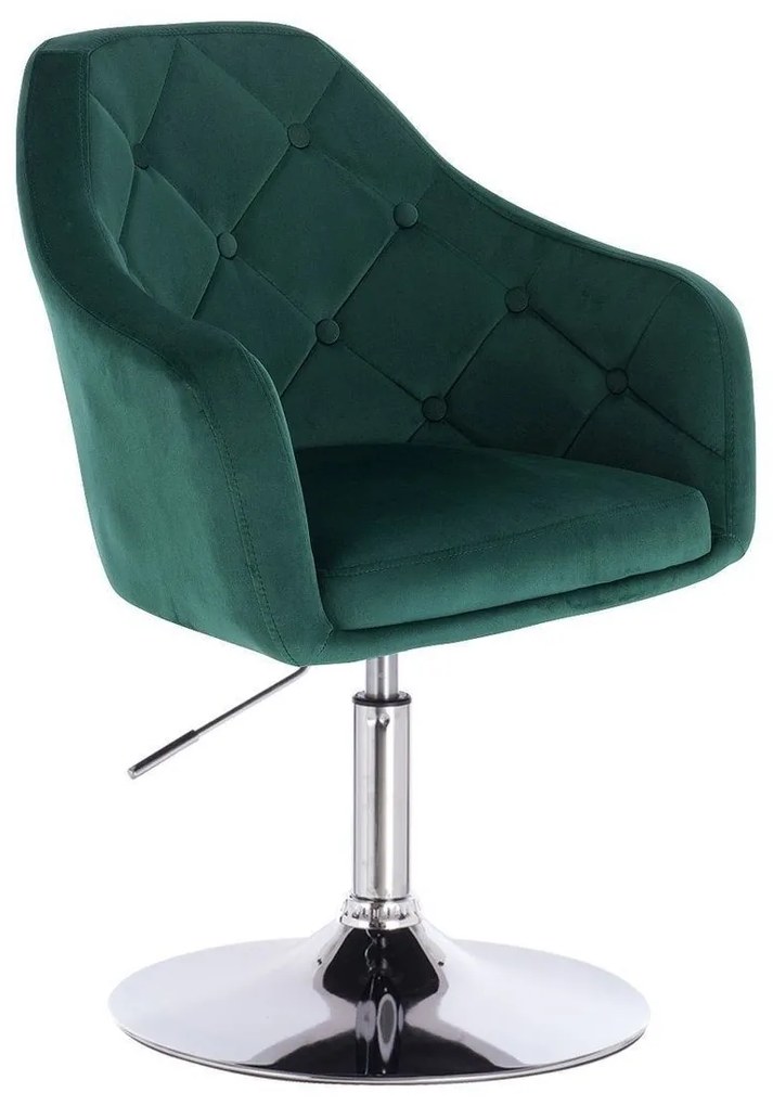 LuxuryForm DESIGN Kreslo ANDORA VELUR na striebornom tanieri - zelené