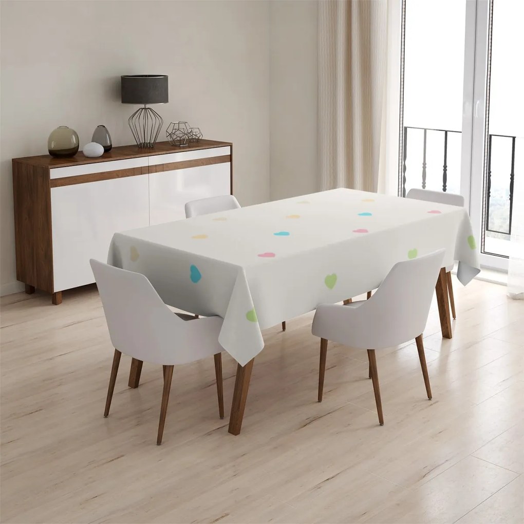 Sablio Obrus Farebné srdiečka na béžovej - 90x90 cm