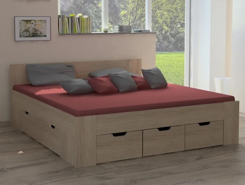 Posteľ Astral 140x200 cm, dub sonoma