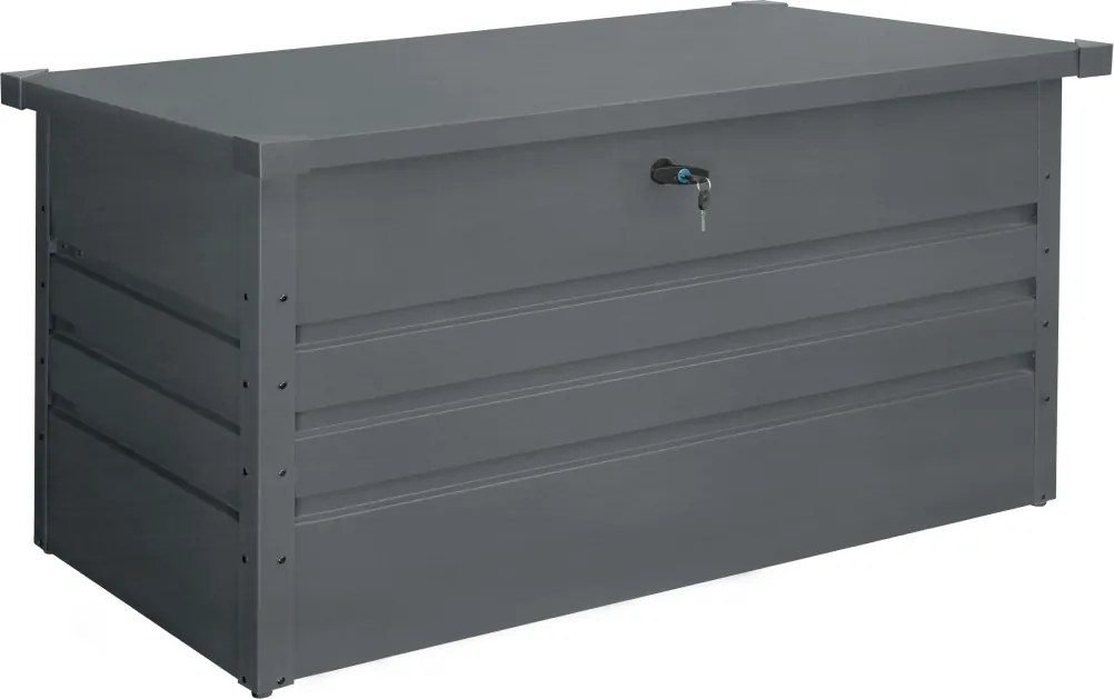 Kovový záhradný úložný box BestBerg ZBK-400A / 400 l / 132 x 62 x 62 cm / šedá