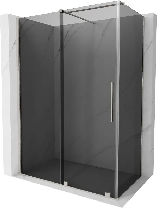 Mexen Velar, sprchový kút s posuvnými dverami 150 x 90 cm, 8mm šedé sklo, brúsená oceľ, 871-150-090-41-97