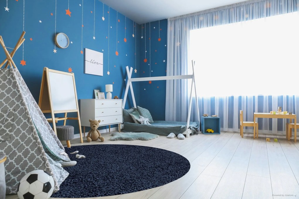Ayyildiz, Kusový koberec Life Shaggy 1500 navy kruh, 80x80 (priemer) kruh, modrá, obývacia izba