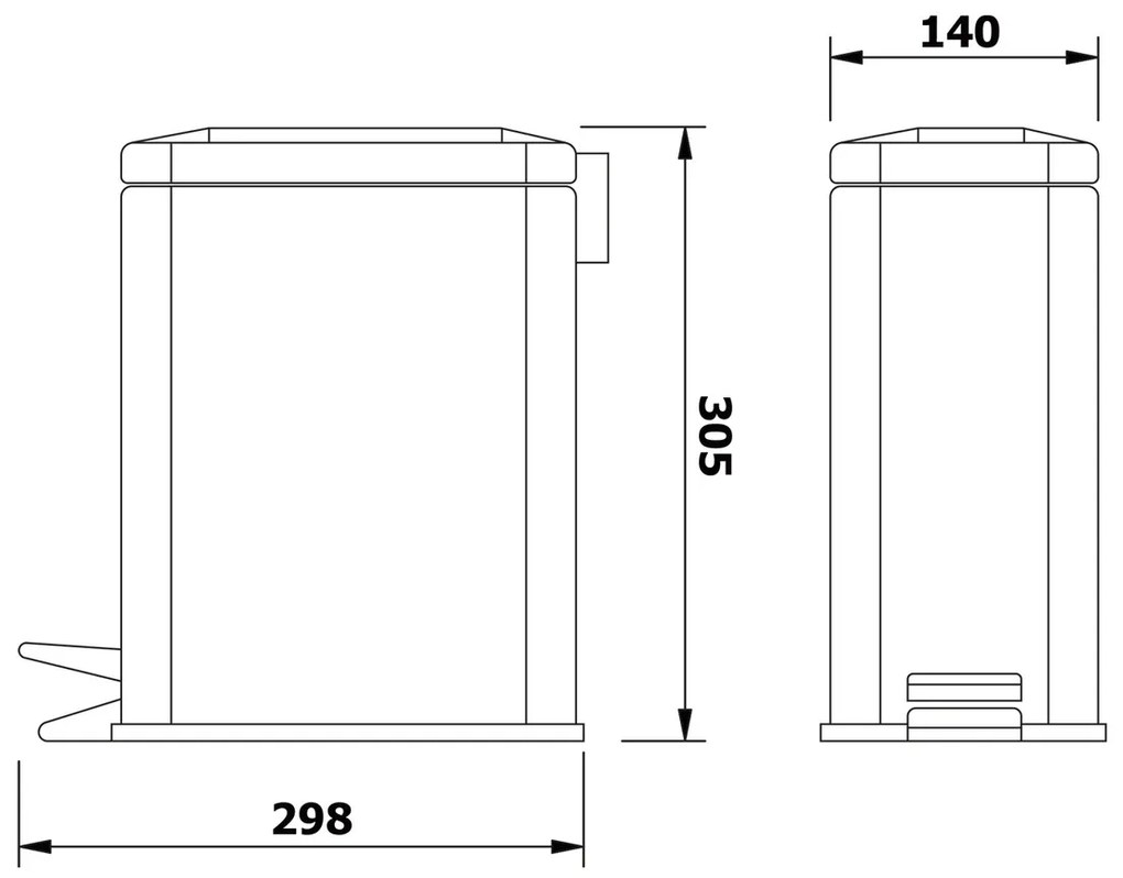 AQUALINE GAQ005 Simple line odpadkový kôš obdĺžnikový 5 l, nehrdz. oceľ