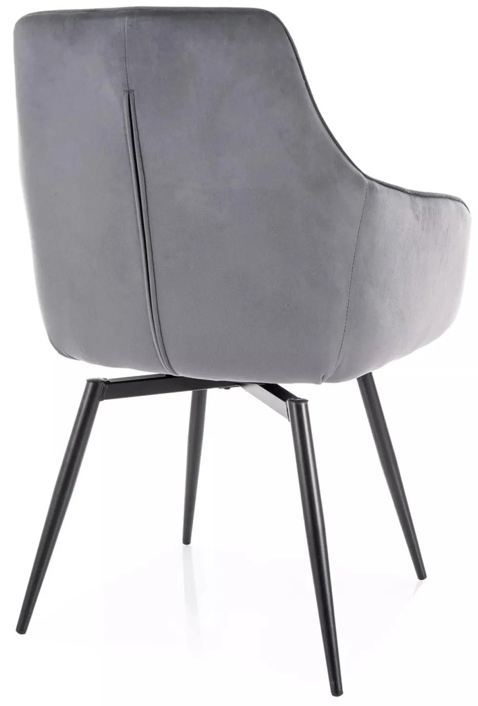 Otočné jídelní křeslo Marlo Velvet šedé/černé