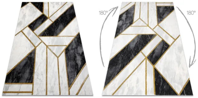 Koberec EMERALD exkluzívny 1015 glamour, styl marmur, geometrický čierny / zlatý