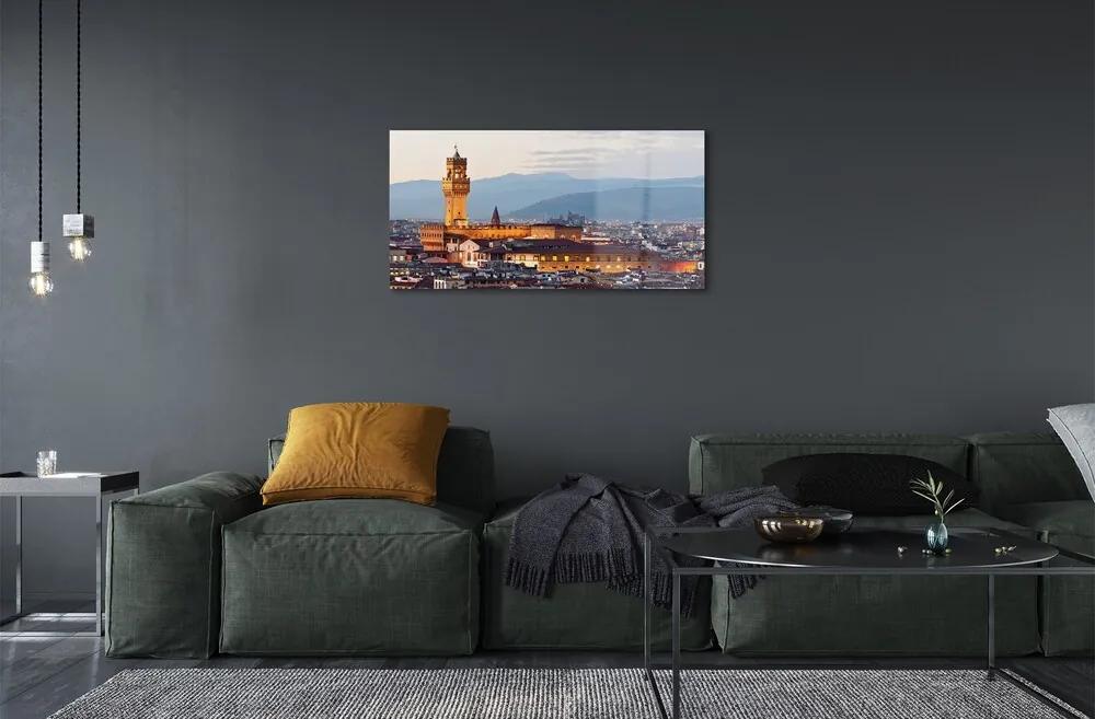 Sklenený obraz Italy Castle sunset panorama 100x50 cm