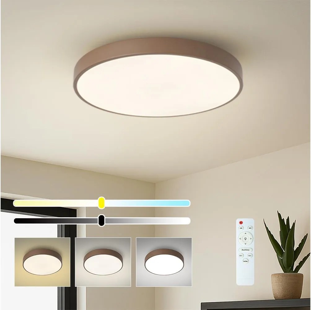 Brilagi - LED stmievateľné stropné svietidlo POOL LED/60W/230V 3000-6000K 50 cm hnedé + diaľkové ovládanie