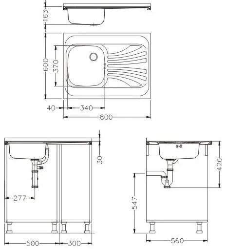 ALVEUS SETA24019 -Kuchynský drez CLASSIC+drezová batéria MINTAS 34 cm oceľ/čierna