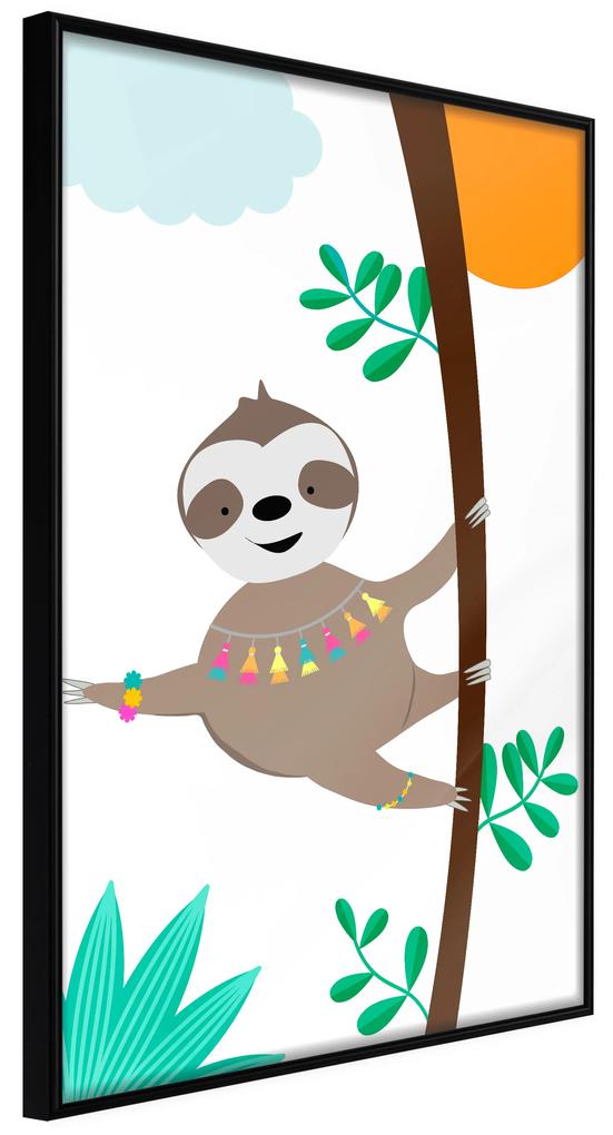 Artgeist Plagát - Happy Sloth [Poster] Veľkosť: 20x30, Verzia: Čierny rám