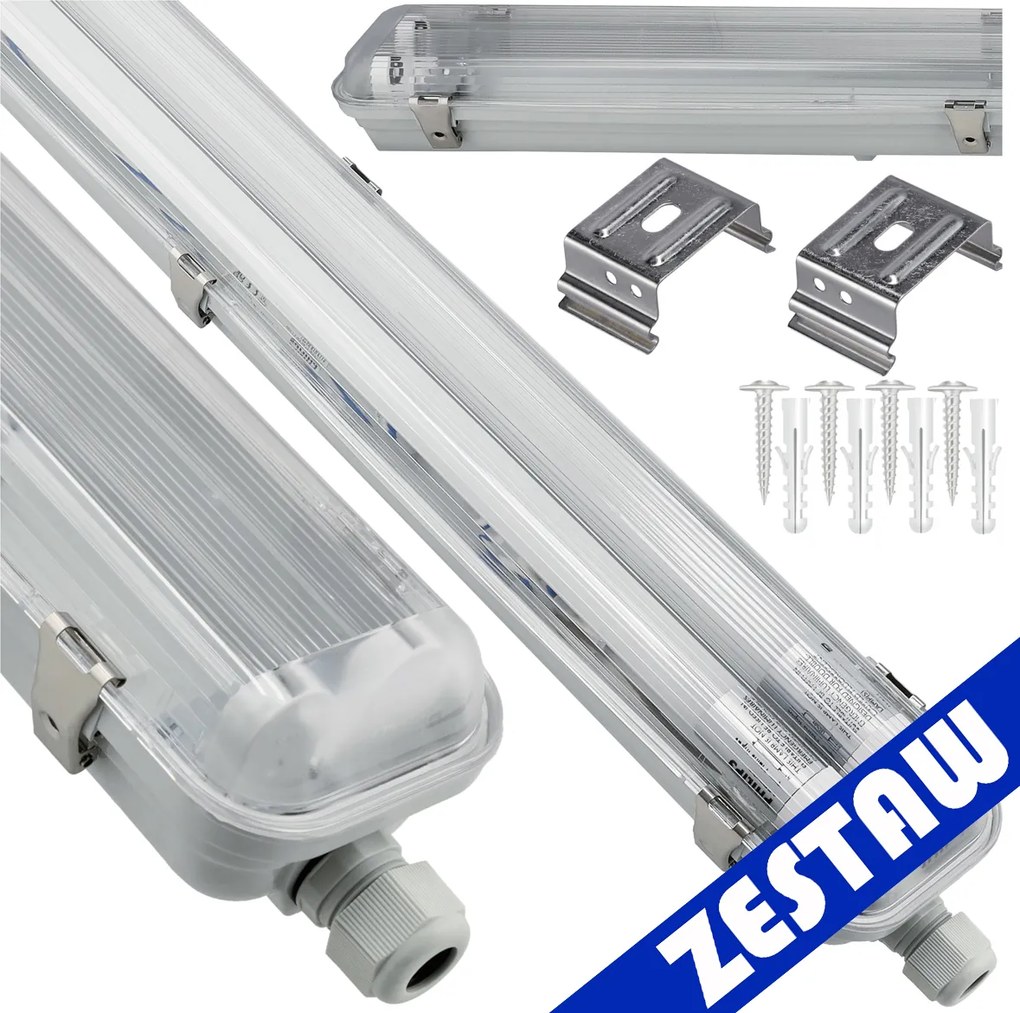 SADA 2x LED hermetických svietidiel Philips 2x128cm pre garáž a dielňu pre trubice
