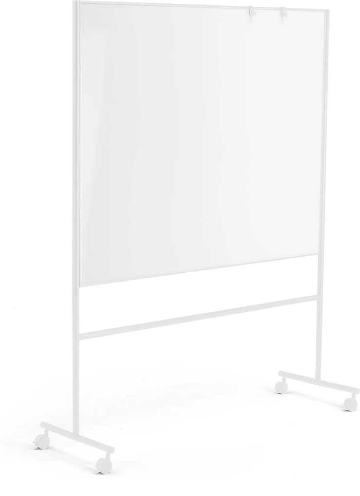 Biela magnetická tabuľa s kolieskami Emma, obojstranná, 1500x1200 mm, biely rám