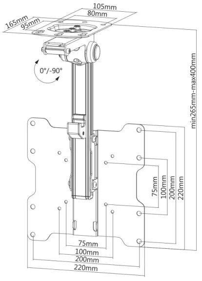 MK FLORIA MKF-17DS220 - Stropný držiak na TV 46" čierny