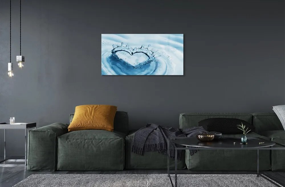 Obraz na skle Vodné kvapky srdce 120x60 cm