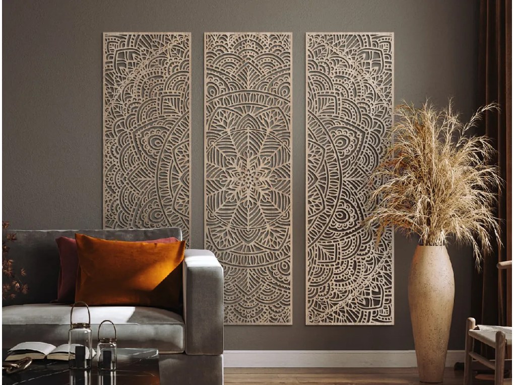drevko Viacdielna mandala na stenu Unikát Rozmer obrazu: 133 x 132 cm, Farba dekorácie: Čierna