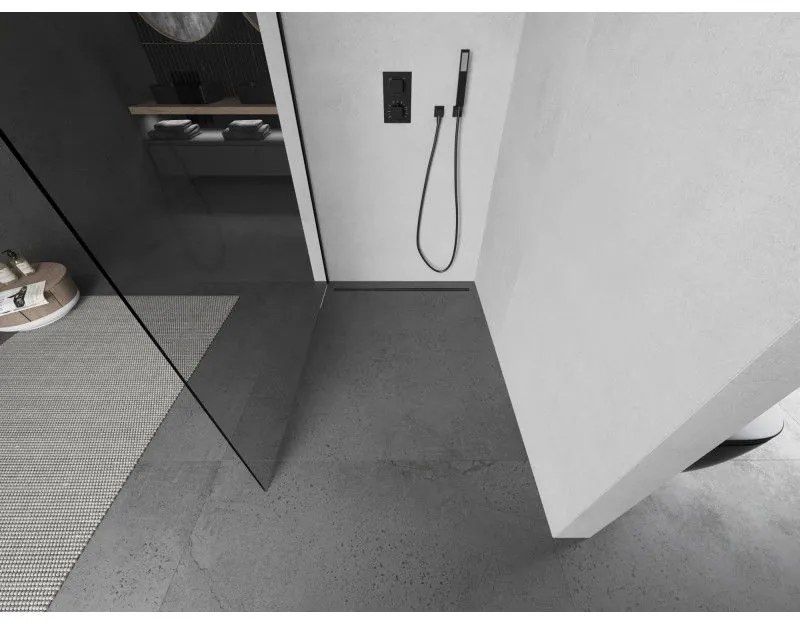 Mexen Kioto L, sprchová zástena Walk-In 55 x 200 cm, 8mm číre sklo, čierny profil, 800-055-103-70-00