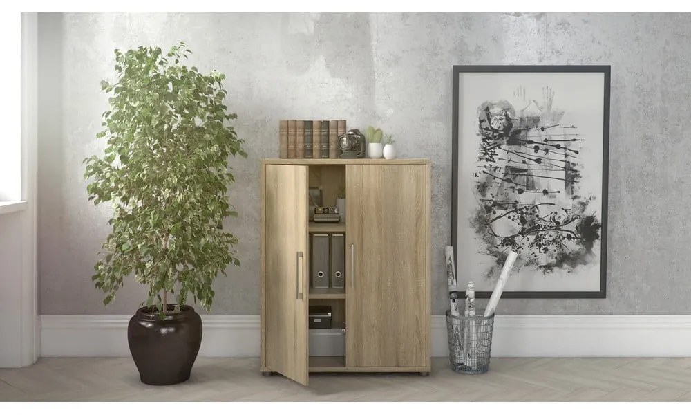 Modulárna knižnica v dekore duba v prírodnej farbe 89x113 cm Prima – Tvilum