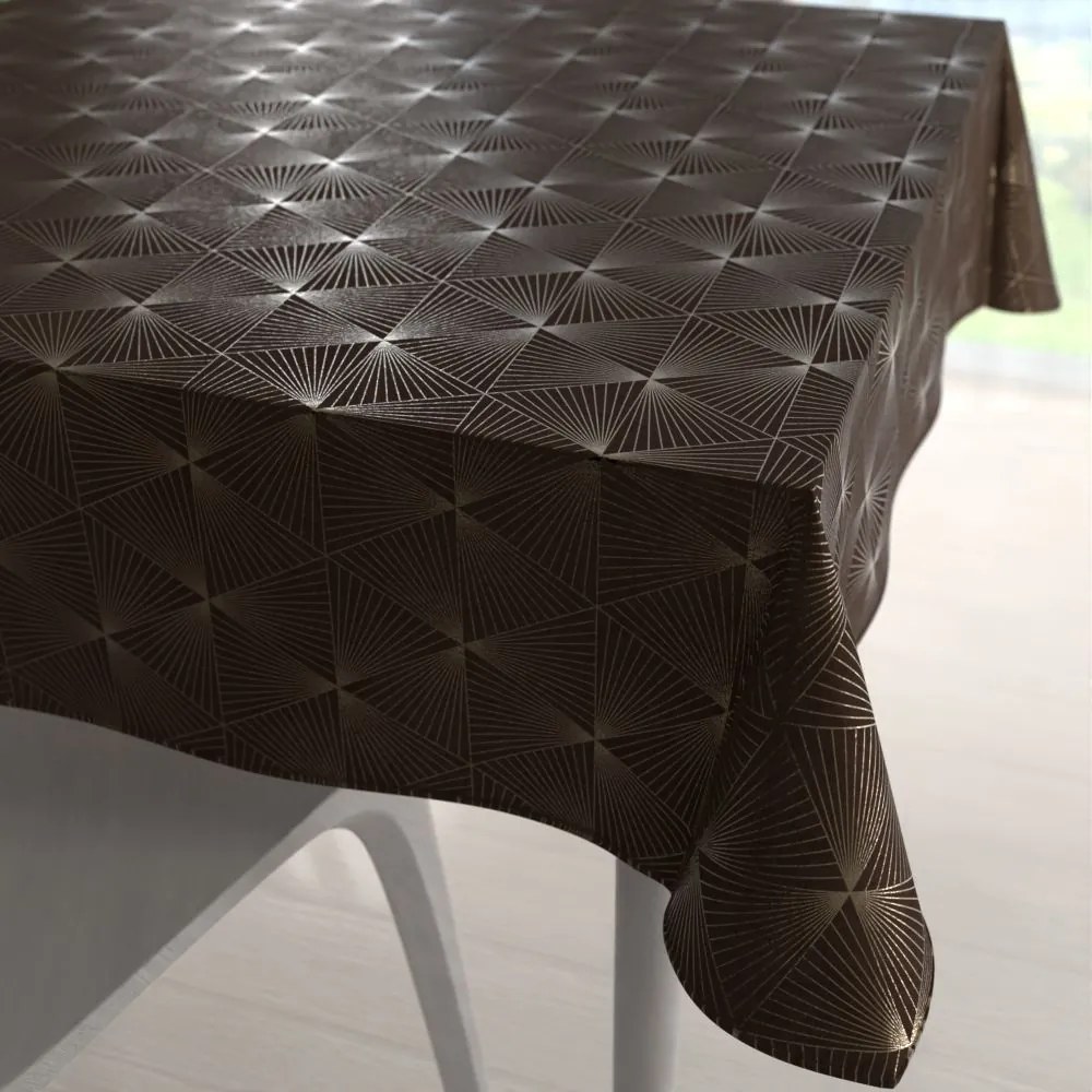 Biante Zamatový štvorcový obrus Isabela IBL-012 Rose Gold trojuholníky na hnedom 80x80 cm