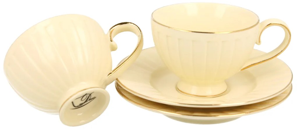 Porcelánová šálka na nohe s podšálkou Ecru Nina 120 ml sada 2ks