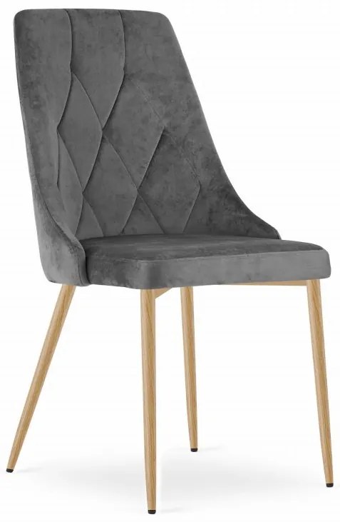 Stolička IMOLA - sivý zamat / nohy vo farbe dreva