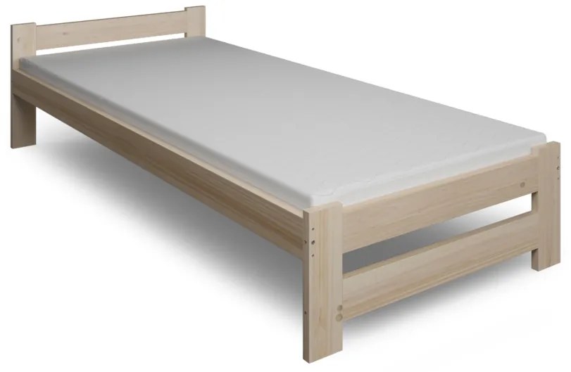 Posteľ z masívu EURO + pěnový matrac COMFORT 14 cm + rošt ZADARMO, 90x200, prírodný-lak