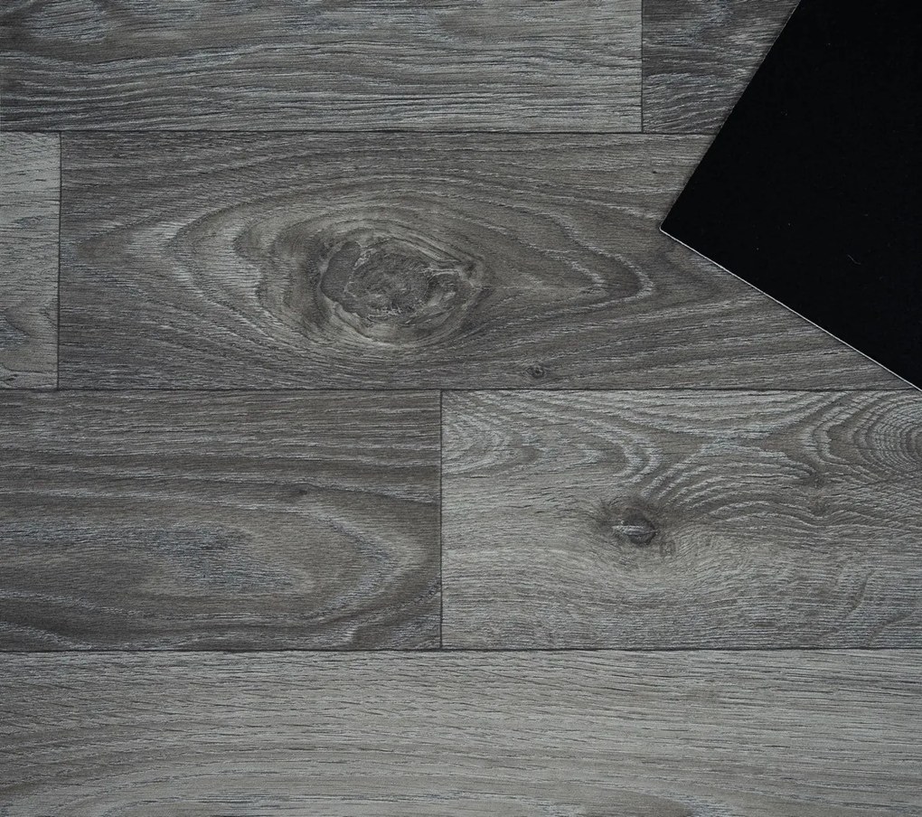 PVC podlaha - lino Blacktex Fumed Oak 966M, na mieru, šíře 3m,4m, šedá, filc, chodba / predsieň, Beauflor