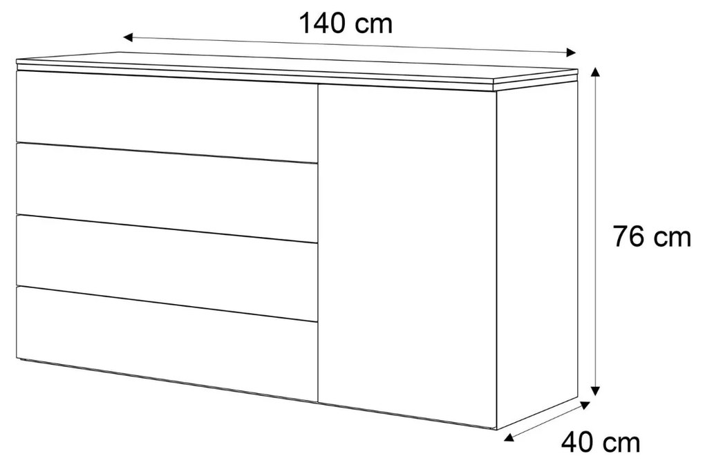 ZÁVESNÁ KOMODA NESSIE 2 BIELY LESK + STRIEBORNÁ 140 cm