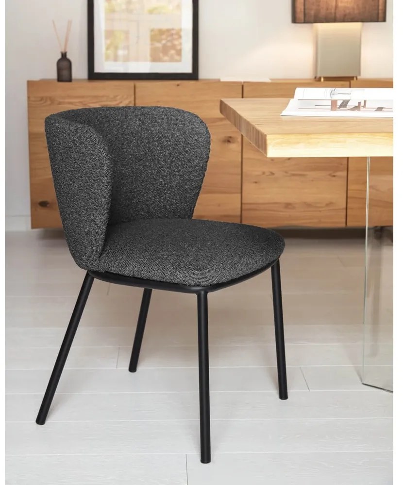 Čierne čalúnené jedálenské kreslo Ciselia – Kave Home