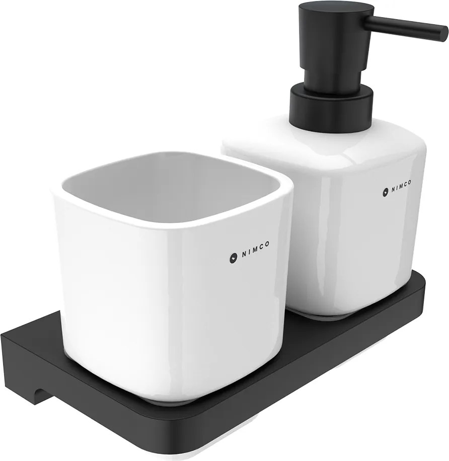 Nimco Dávkovač s pohárikom na kefky MAYA čierna - MAC 2905831K-T-90