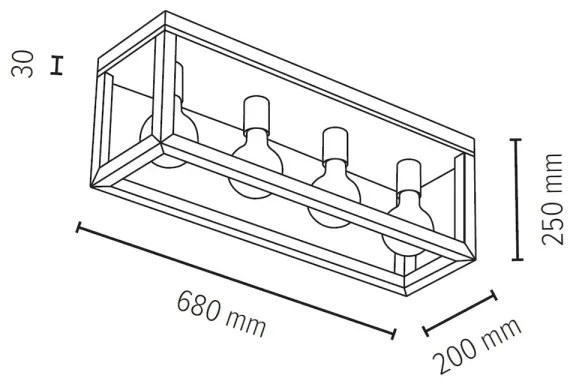 Spot-Light 9158474L - Stropné svietidlo KAGO 4xE27/60W/230V matný dub