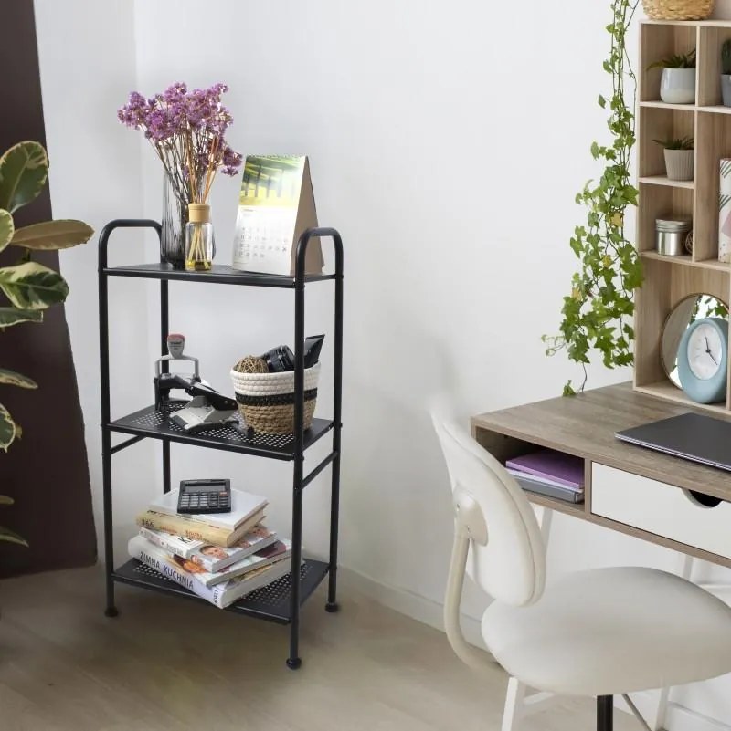 Erga Miki, 3-policový regál 405x210x770, čierna matná, ERG-YKA-P.MIKI-3