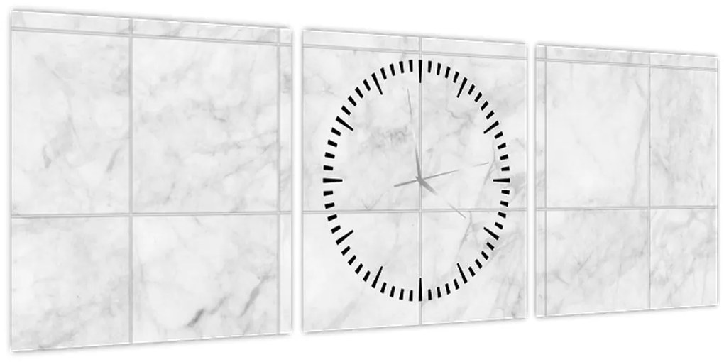 Obraz - Mramorové dlaždice (s hodinami) (90x30 cm)