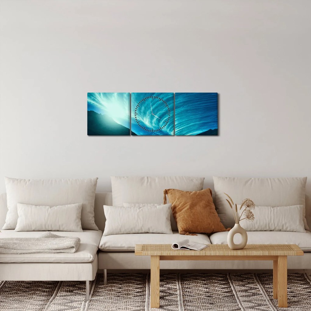 Obraz - Vlna z mrakov (s hodinami) (90x30 cm)