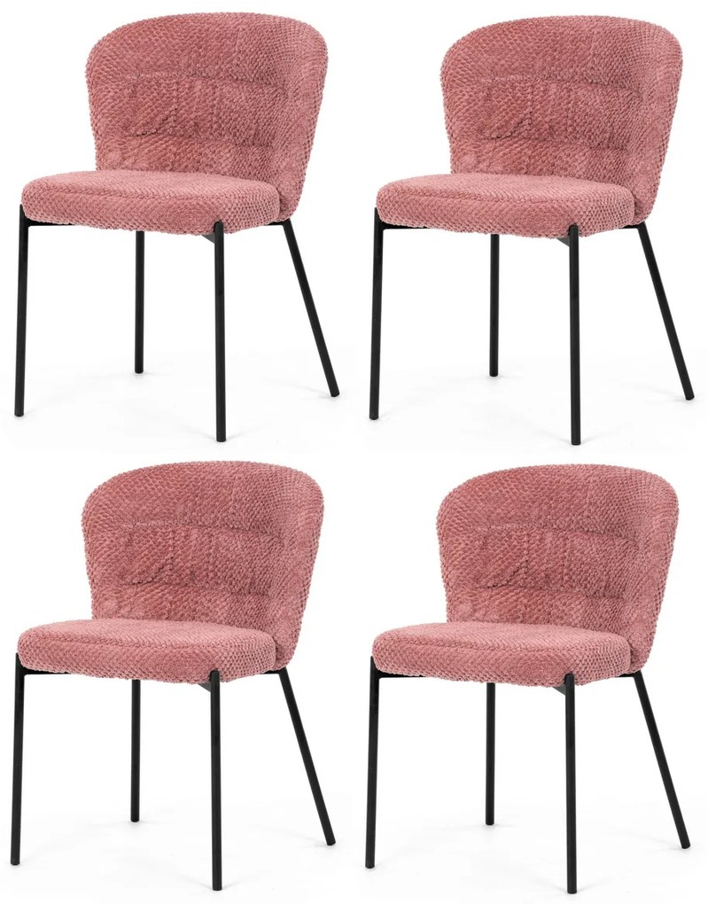 Súprava jedálenských stoličiek Bouclé CT-W1077PINK2, 4 ks